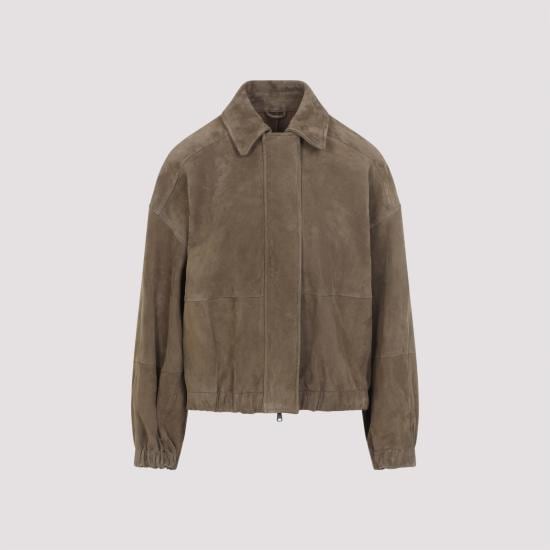 BRUNELLO CUCINELLI Women Leather Jackets MPCAI7594P C9801 ORIGANO