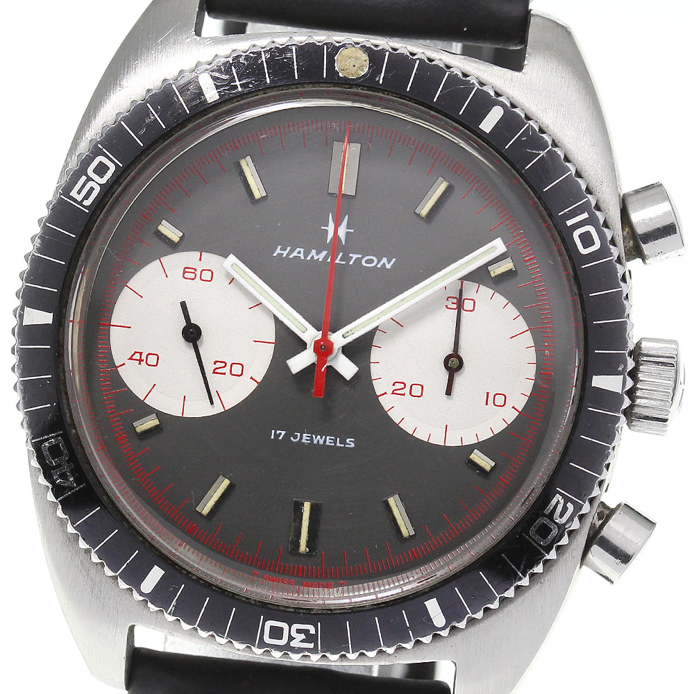 ハミルトン HAMILTON 647001-03 ビッグアイ クロノグラフ 手巻き メンズ _746962【中古】