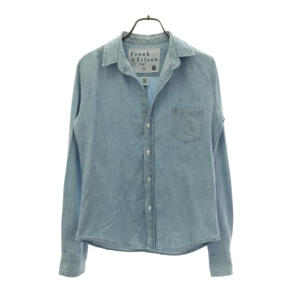 ペイズリー 長袖 シャツ XS ブルー系 レディース