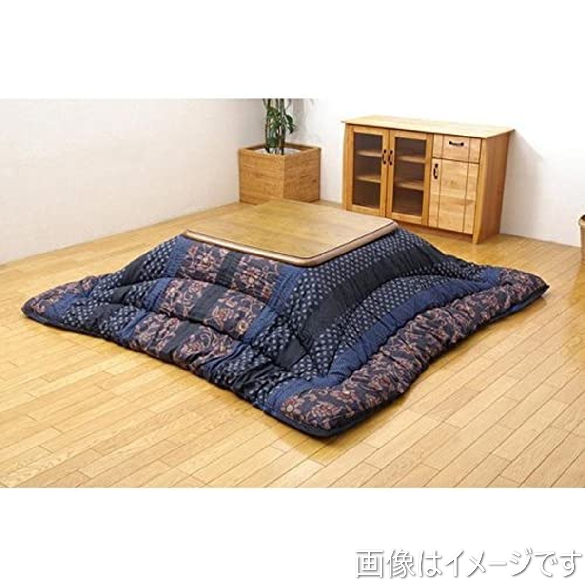 【i】国内プリント こたつ厚掛け布団単品 万葉 ブルー 約205×315cm【北海道・沖縄・離島不可】