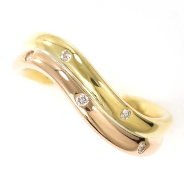 K18 18金 YG イエローゴールドPG リング 指輪 8号 ダイヤ 0.05 ジュエリー 中古