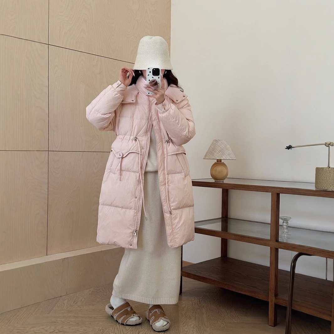 ホワイトダックダウンジャケット女性のための 2024 新しい韓国の甘い老化を軽減する厚くミッドレングスのルーズコート 6,340円