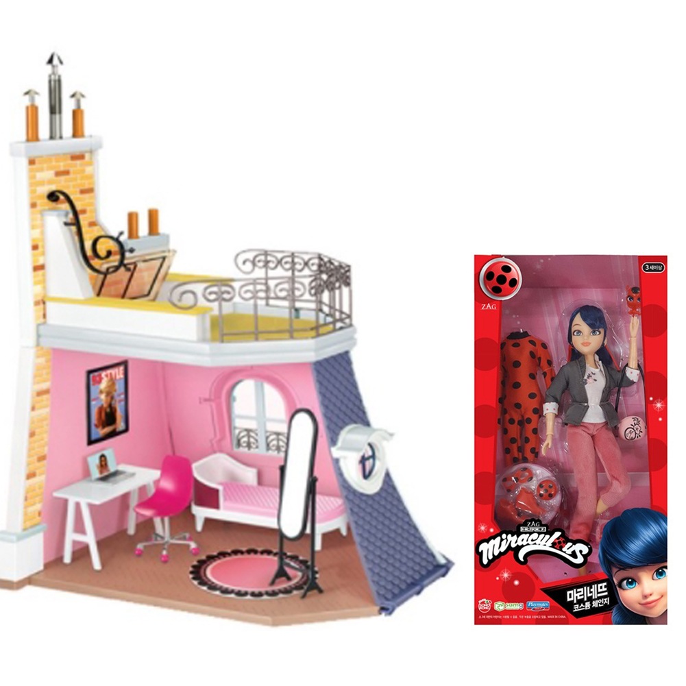 Sonogong Miraculous Ladybug マリネットドールコスチュームチェンジ付きマリネットハウスプレイセットMarinette House play set [並行輸入品]