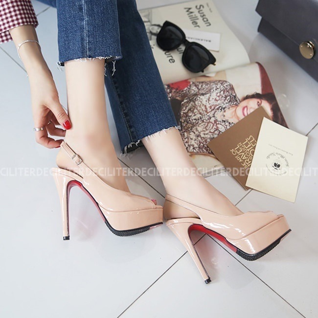 サンダル レディース エナメル オープントゥ バックストラップ 黒 ブラック ベージュ ミュール レッドソール ハイヒール 婦人靴 痛くない 歩きやすい 05P03Dec16