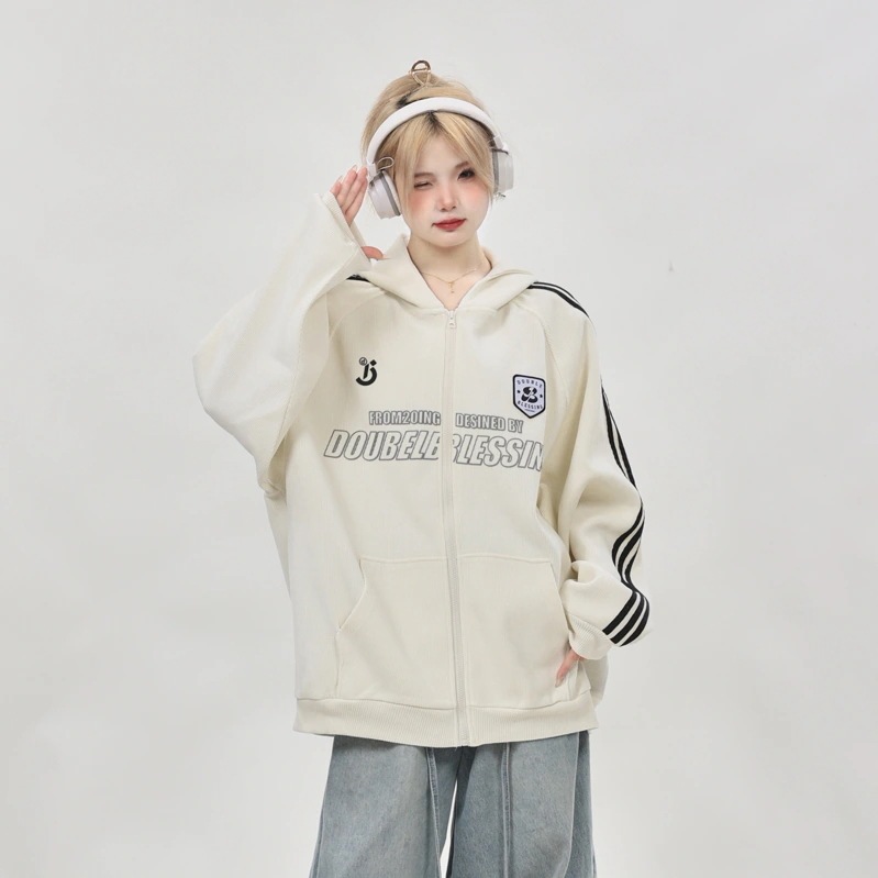 2025新入荷 韓国っぽ かわいい レディース フード付きプリント アウターブルゾン羽織り長袖セクシーシルエットトップスサイドスポーティーカジュアルファッション系サイズお出かけフル丈トラック