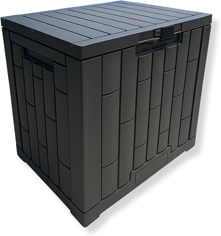 LIFE GARAGE 収納ボックス 屋外 大型 防水 座れる ベンチストッカー 2WAY 鍵穴付 コンテナ ゴミ箱 宅配ボックス 物置 ベランダ (グレー, 約113L)