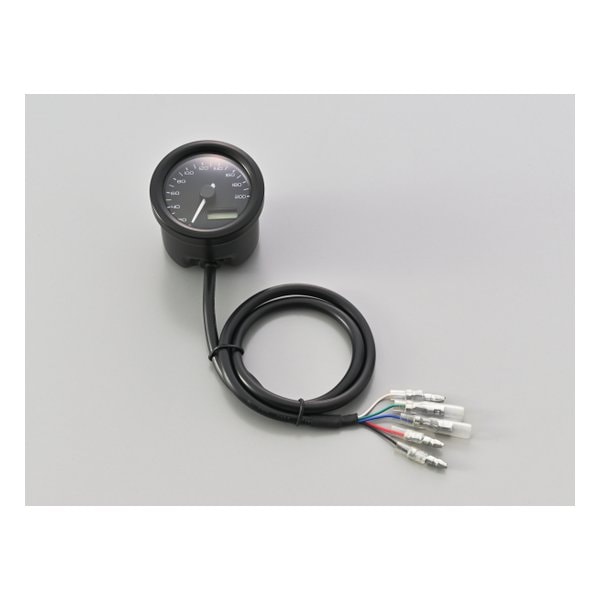 電気式 スピードメーター 電圧計 ブラックボディ/3色LED φ48 200km/h表示 D44197