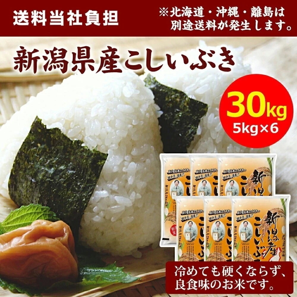 【令和7年産】田中米穀 新潟産 こしいぶき 30kg(5kg×6袋) 米 精米 お米