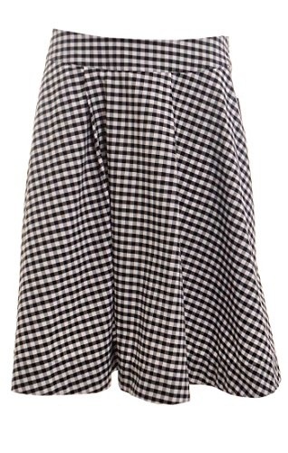 Guess Womens Gingham Pleated Circle Skirt 8 Jet Black