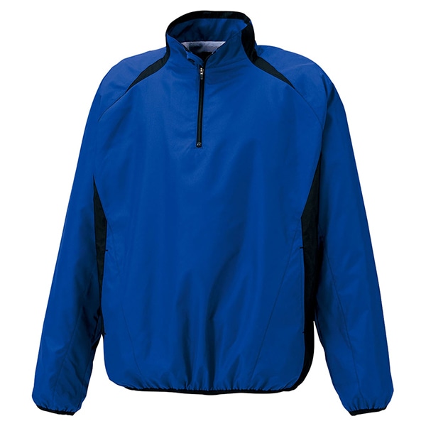 ゼット 野球ウエア 長袖ハーフジップジャンパー Rブルー/ブラックA 2XO BOV335 2519A