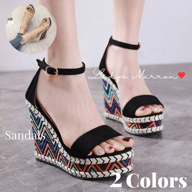 【即納】厚底サンダル レディース 黒サンダル ベージュサンダル スタッズサンダル レディース 厚底ヒール ウエッジソール 可愛い きれいめサンダル シューズ サンダル ウェッジソールサンダル 韓国 ハ 4,570円