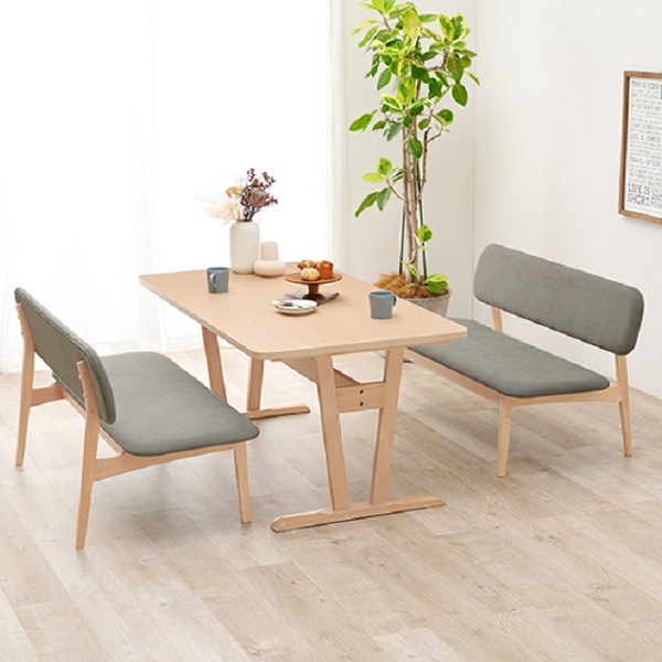 【北欧ナチュラル】 ダイニング３点セット ベンチ 広々 木製 ロータイプ おしゃれ モダン 低め 無垢 ベージュ ライトグレー 45,000円