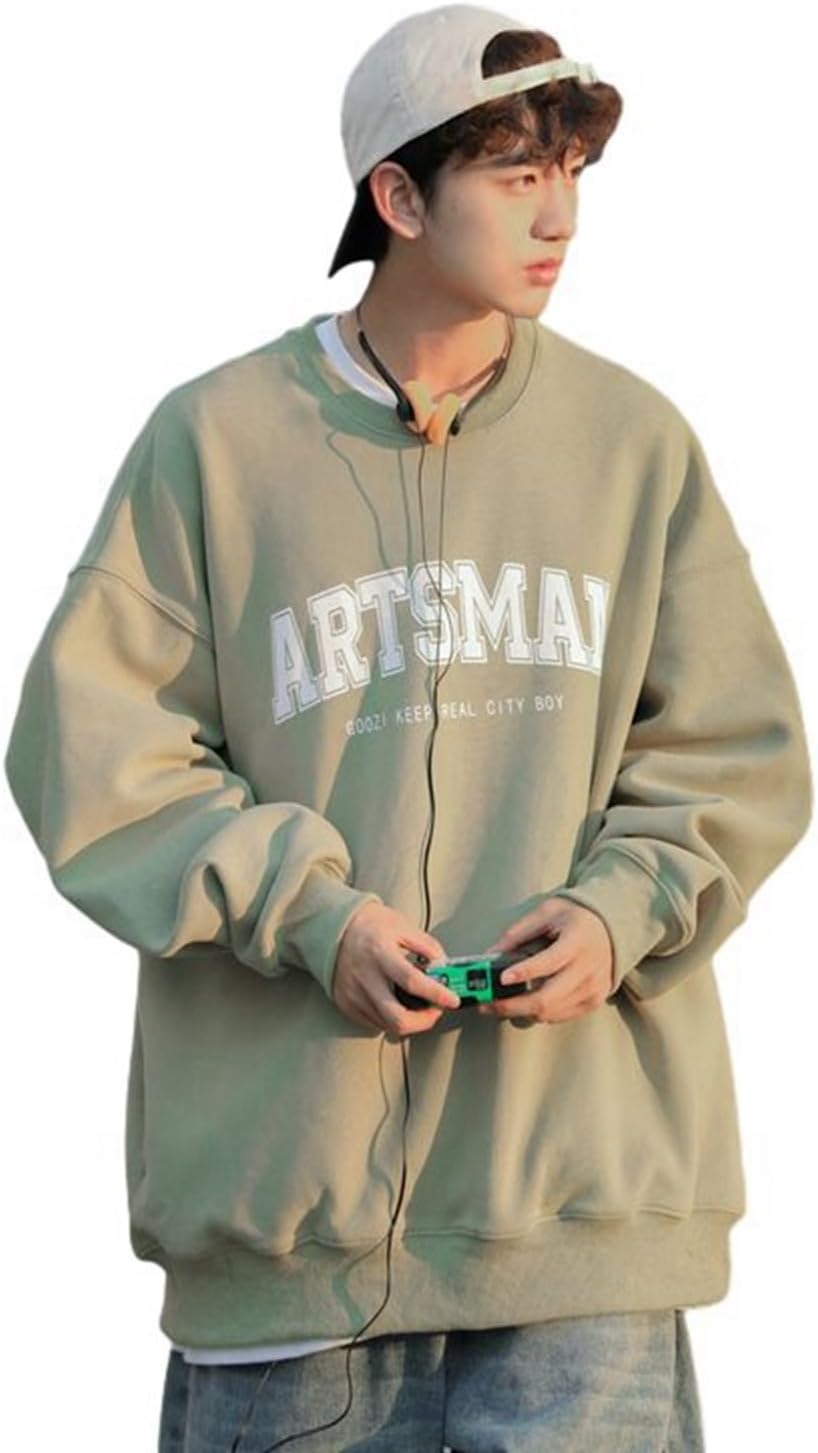 長袖パーカー 英語柄 フルオーバー メンズ プリント 丸首 重ね着 ビックシルエット 春 秋 冬服 吸汗 フードなし 軽い カジュアル シンプル かっこいい ファッション 上着 男女兼用 学生 若者
