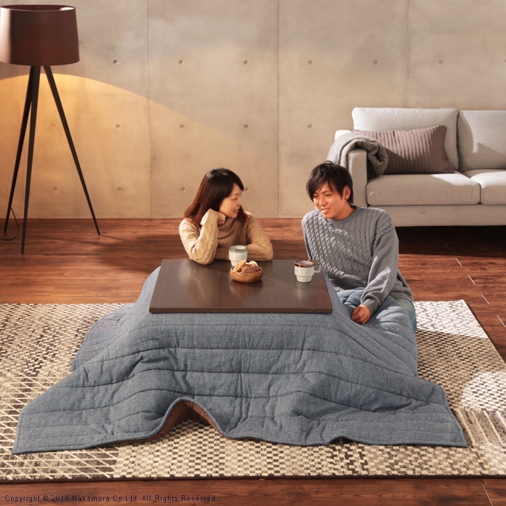 こたつテーブル コタツ 掛布団付き2点セット 高さ調節 おしゃれ ナチュラルモダン ヘリンボーン 完成品 省エネ130W薄型フラットヒーター 幅90cm