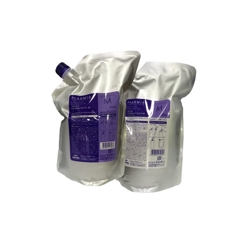 即納ミルボン プラーミア ヘアセラムシャンプーM 1000ml ＆ トリートメントM 1000ml 詰め替え用 セット