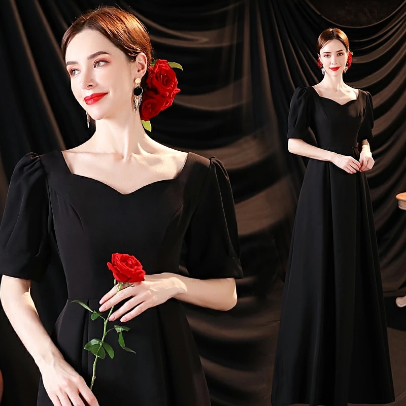 カラードレス 半袖 イブニングドレス ファスナー フォーマルドレス 発表会 演奏会 前撮りドレス オフショルダー パーティードレス 花嫁 Aラインドレス ステージ 衣装 ロングドレス 無地 黒 二次会 11,680円