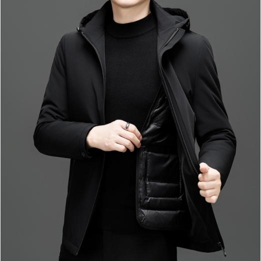 冬の新製品ダウンジャケット メンズ シンプル 無地 フード脱着できる 暖かい 防風 防寒 かっこいい ビジネス 紳士 中高年 30代 40代 50代 プレゼント ギフト