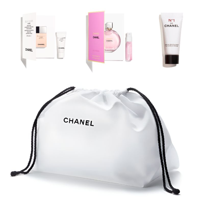 シャネル 巾着 ポーチ 福袋セット　香水　ベース　スキンケア　クリーム　セラム　チャンス　ガブリエル　ノベルティ