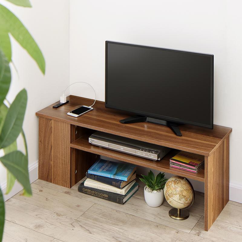 ２口コンセント付 コーナーケーブル収納 TVボード テレビ台 収納棚 ごちゃごちゃ配線の危険を防止