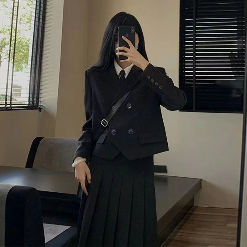 冬アウター 涼しく楽ちんセットアップ制服2023年秋新型外セットレトロ学院風スーツ韓国ファッション 通勤30%制限