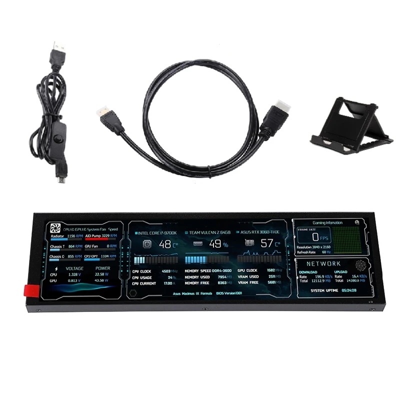 長さ8.8インチのストリップLCDディスプレイ,1920x480,セカンダリモニター,aida64サブディスプレイcpu gpu ssd情報,新品