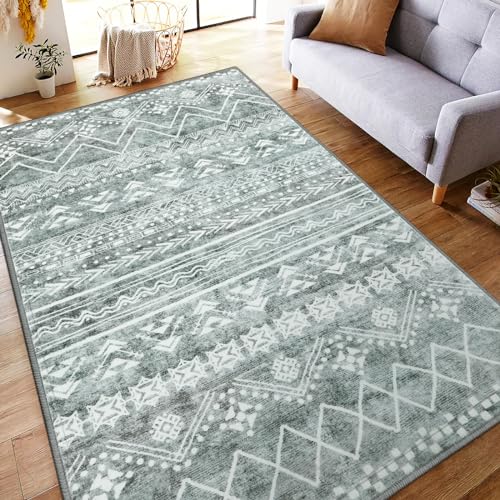 HAOCOO カーペット 洗える 140х200cm ラグ オールシーズン適用 北欧 幾何 民族模様 ふわふわ 滑り止め 低反発 防音 寝室 リビング 室内用 ラグマット 約2畳 抗菌防臭 エスニック