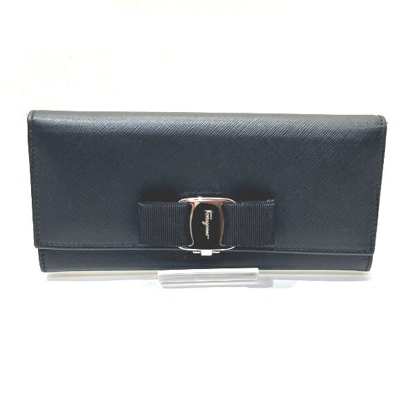 フェラガモ ヴァラ KI-22B559 リボン 長財布 2つ折り財布 レディース【中古】