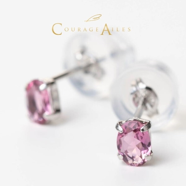 Courage Ailes EDA-1470TO ピアス 10月誕生石 ピンクトルマリン 天然石 カラーストーン Pt900 プラチナ ペンダント結婚 記念日 誕生日 華奢 贈り物 シンプル 4本爪