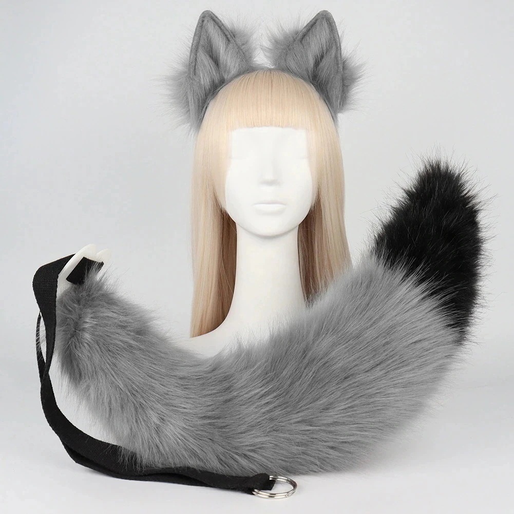 シミュレーションキツネの耳オオカミのイヤリングコスプレキツネの尾オオカミの尾のアクセサリー豪華な動物の耳動物の尾のスーツ