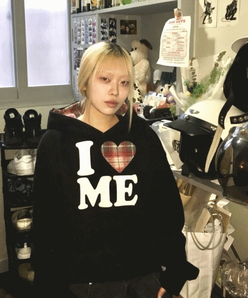 Checkered Love Crop Hoodie [2color]