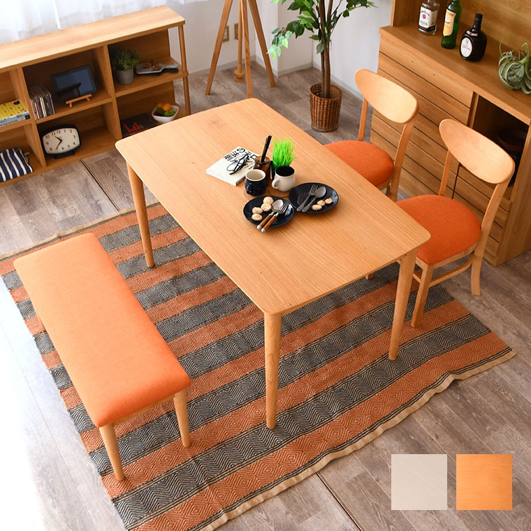 ダイニングテーブルセット 食卓 4点セット 4人 ダイニングテーブル チェア ベンチ カラフル カフェテーブル 4人掛け 一人暮らし おしゃれ 韓国インテリア 省スペース ワンルーム