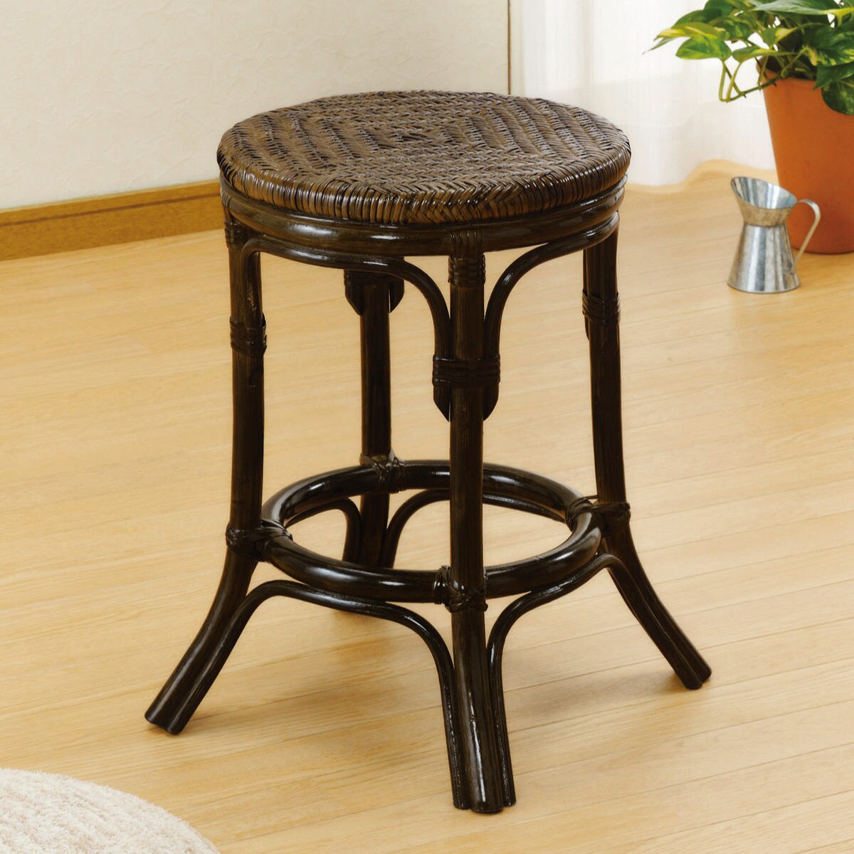 籐 スツール 円形 ハイタイプ 高さ48cm 椅子 籐スツール 籐家具 腰掛け ラタン製 チェア 籐製 丸椅子 和モダン アジアン 軽量 ハイ シンプル