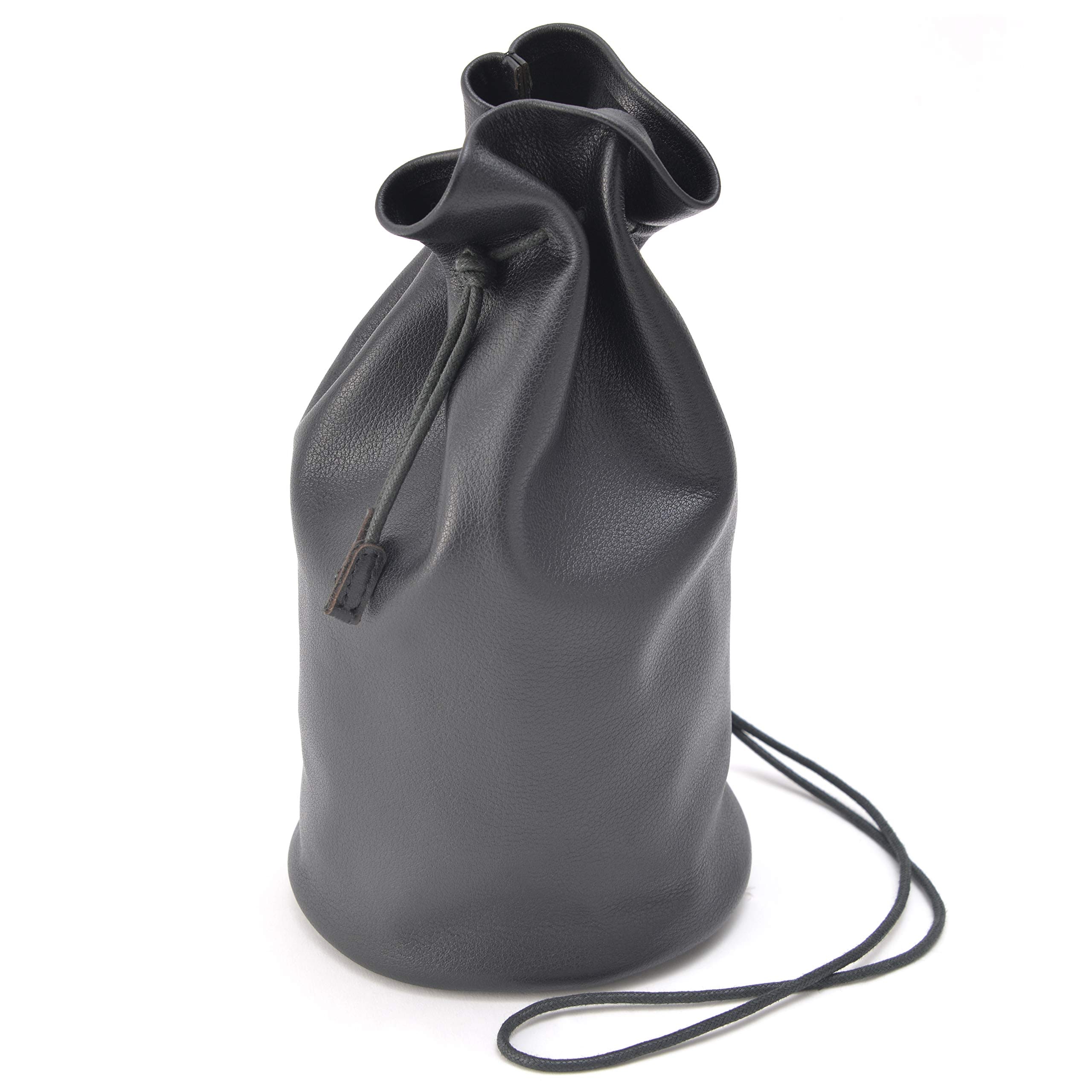 [リネーム] 本革 巾着バッグ (ブラック)