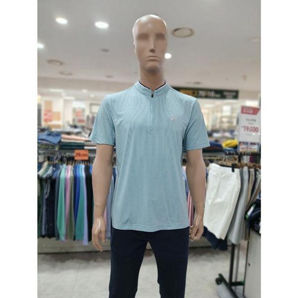 セーブゾーン05 ワンポイント チャイナカラー スカイブルー 半袖ジップアップTシャツ AATS2.._P400629948
