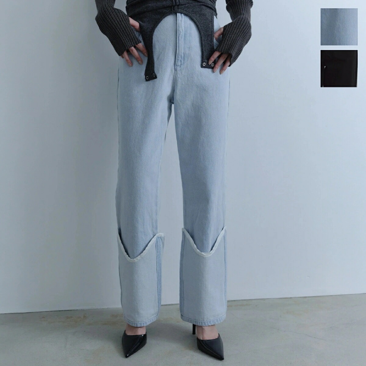 Abor アボア デニムパンツ Layered Leg Cover Denim レイヤードレッグカバー 242-62035 レディース ストレート ジーンズ Gパン ジーパン 【mega】