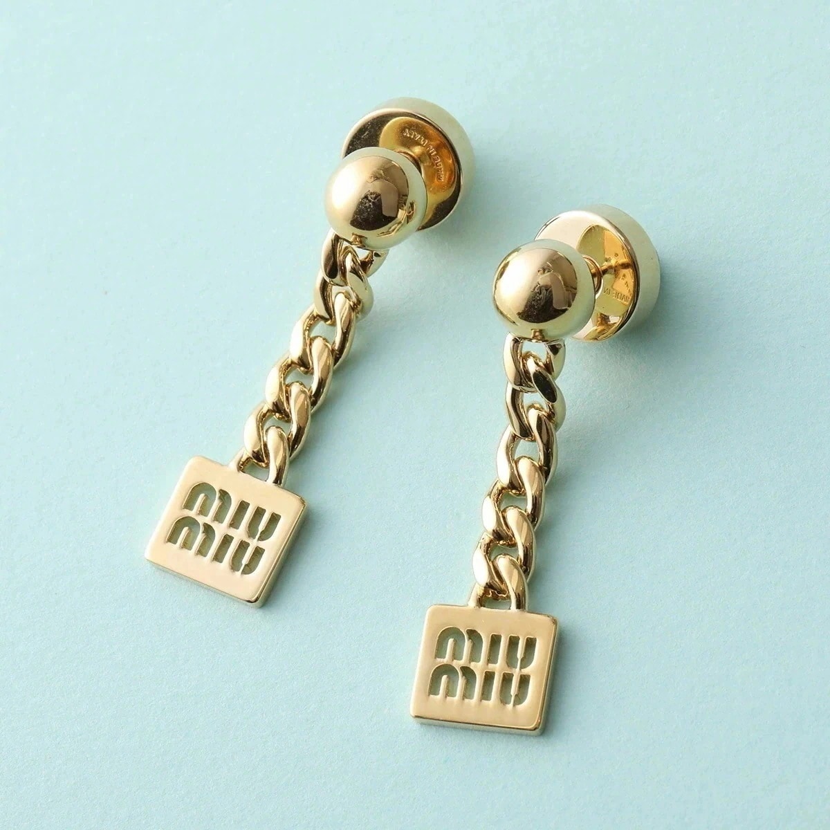 MIUMIU ミュウミュウ ピアス 5IO125 2DTU レディース メタル ロゴ ジュエリー アクセサリー F0056/ORO 【mega】