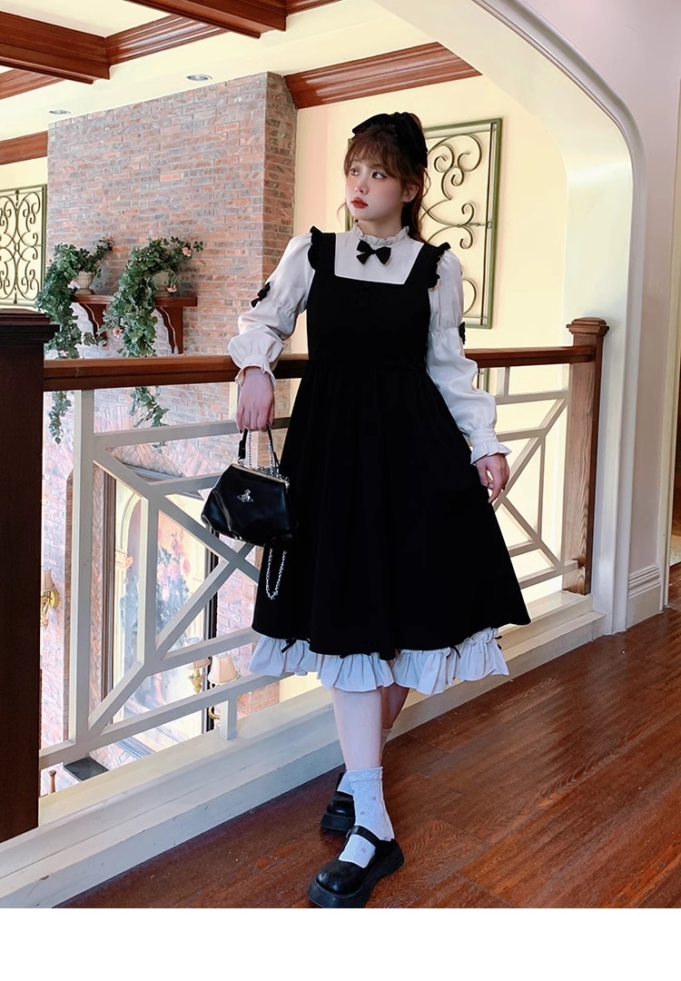 大きいサイズ 婦人服 パフスリーブ ワンピース 春 スイート 2点セット 個性的 ワンピース 膝下 ロング ロング丈 袖なし 袖あり ノースリーブ 長袖 襟なし かわいい 大人可愛い おしゃれ 16,300円