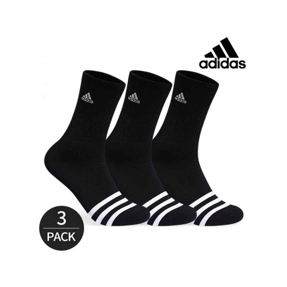 アディダスゴルフメンズパフォーマンススリーフロントエンブロイダリークルーソックス 3P_BK