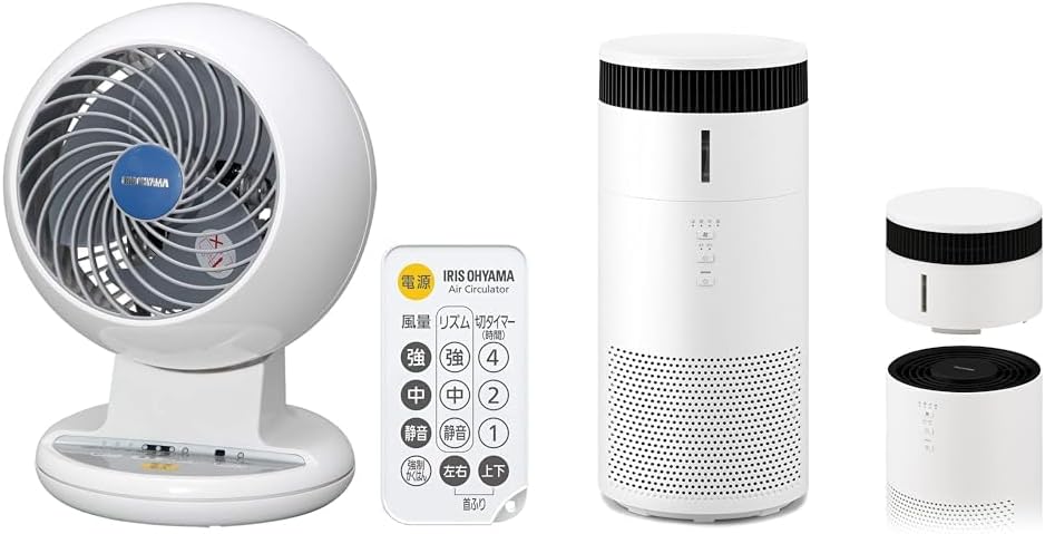 【本体＋加湿空気清浄機セット】アイリスオーヤマ サーキュレーター 8畳 静音 上下左右首振り パワフル送風 リモコン付き タイマー機能付き ホワイト PCF-C15T+ アイリスオーヤマ 空気清浄機 12,228円