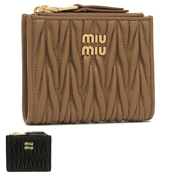 二つ折り財布 マテラッセ ゴールド レディース MIU MIU 5ML024 AFPP MATELASSE