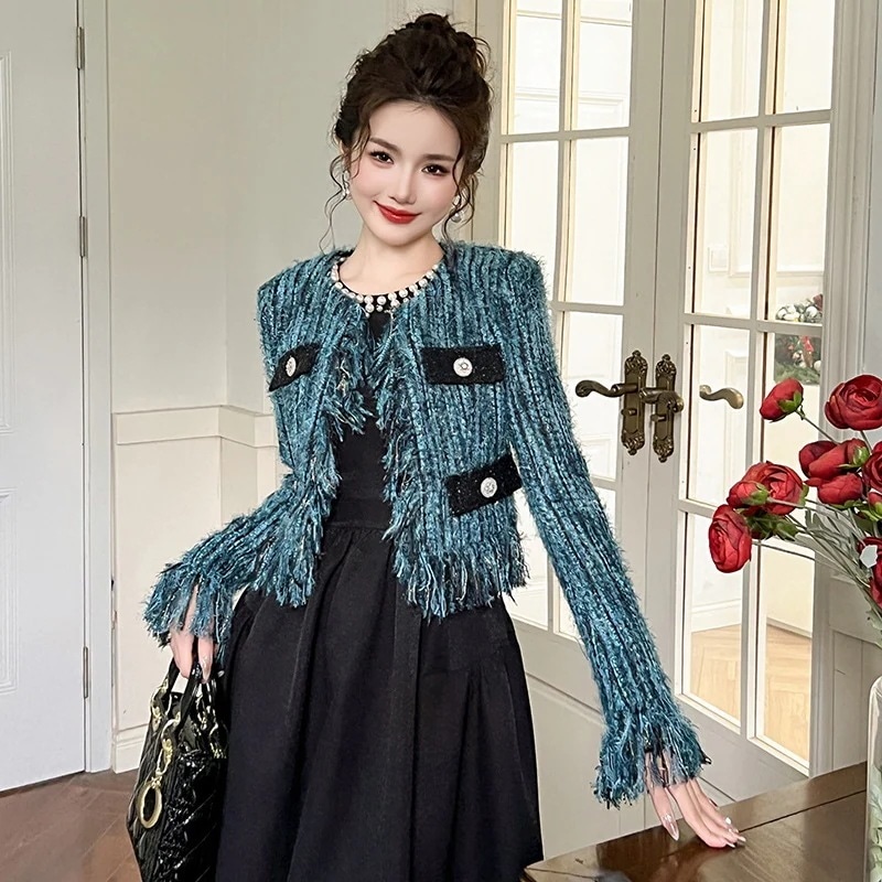 2024秋冬 フリンジ ジャケット 可愛い スリム ショート丈 トップス レディース アウター パーティー キャバ 大人 同窓会 披露宴 卒業式 結婚式 演奏会 ウェディング 二次会30%までに制限