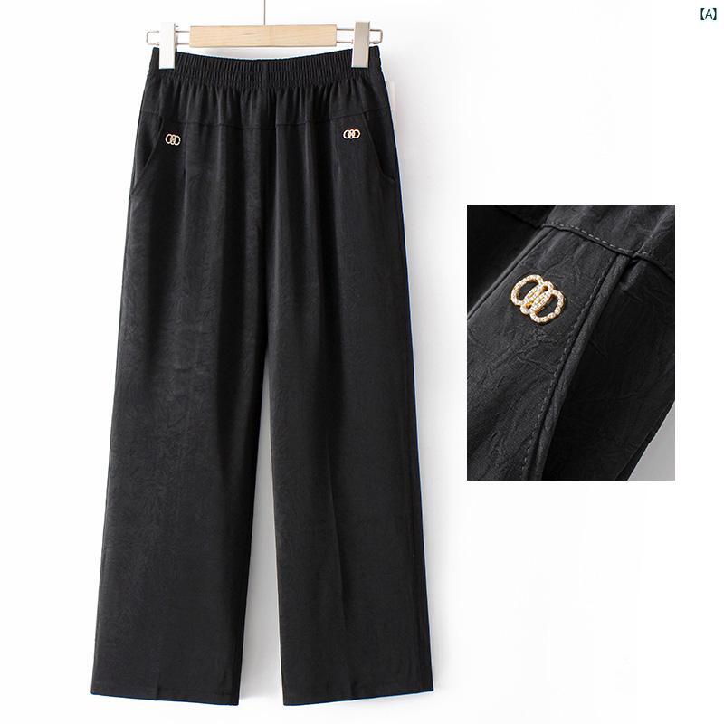 レディース ファッション おしゃれ 春夏 秋　冬 大人 上品 高級 マダム プレゼント 敬老日　おばあちゃん 夏用 薄手 九分丈 ワイド パンツ 大きいサイズ ハイウエスト カジュアル