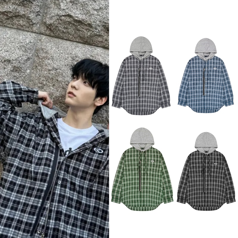 【TXTスビン着用】OY S.L CHECK ZIPPER HOODIE SHIRTS ジップアップ