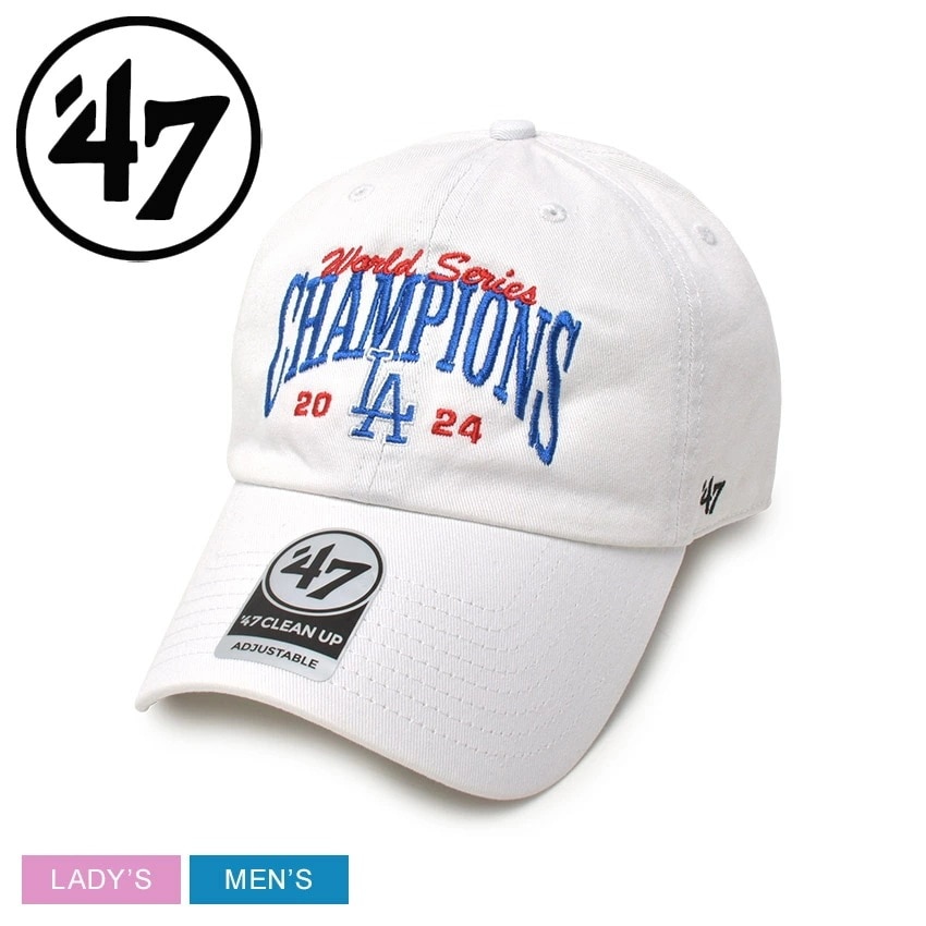 帽子 キャップ レディース メンズ 野球 刺繍 LOS ANGELES DODGERS 2024 WORLD SERIES CHAMPIONS 47 CLEAN UP BWS-WSC312GWS