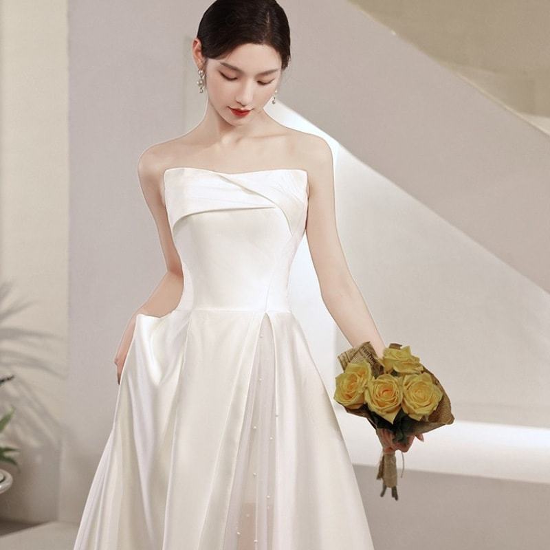 2024新作 パーティードレス 高級感 気質 ワンピース 花嫁ロングドレス 結婚式ワンピース 結婚式 ドレス ウェディングドレス 白 ロングドレス 韓国ファッション61-65