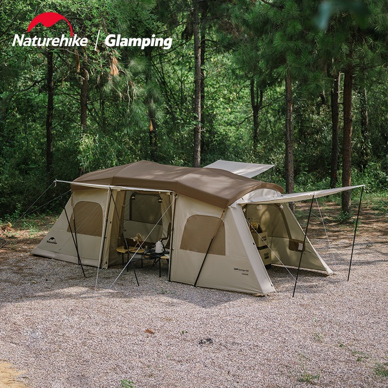 Naturehike ワンタッチテント ロッジ テント 17平方 大型 メートル ツールーム+リビング 前室 4-6人用 シルバーコーティング キャン