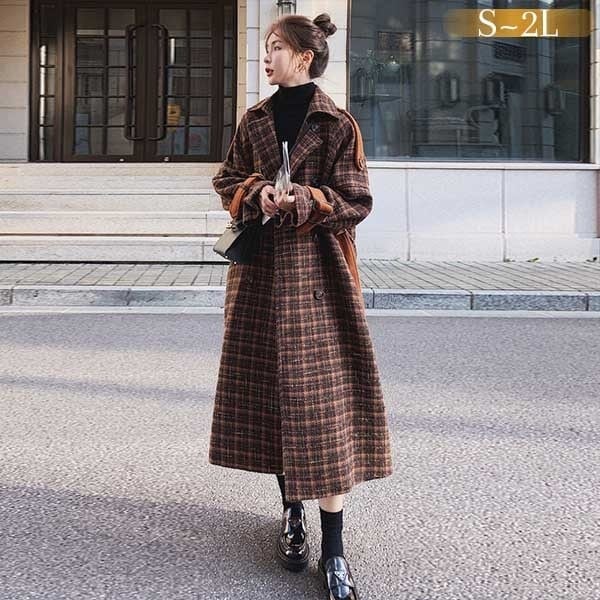 チェスターコート チェック柄 レディース ロングコート コクーンコート 防寒ドロップショルダー 小柄 ロングチェスターコート 超ロング アウター 秋 冬 冬服 定番 オーバーサイズ カジュアル あった 5,771円