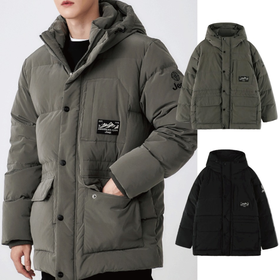 ハーフ丈 アウトポケット ダウンジャケット (2 COLORS)