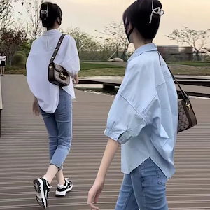 ブラウス レディース シャツ　ブラウス シフォン フリル シースルー 日やけ防止 夏 韓版半袖
