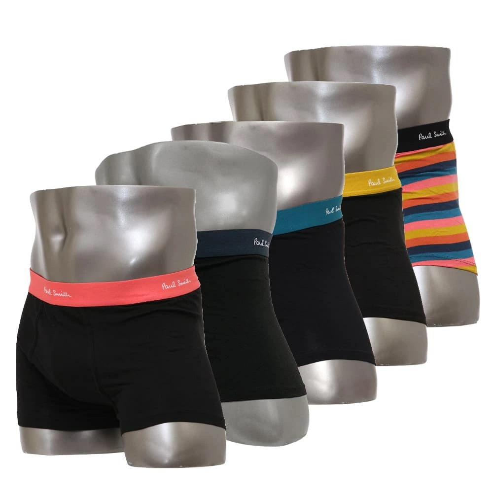 ポールスミス ボクサーパンツ 5枚セット 前閉じ 5枚組 Paul Smith Men s Trunk 5pack Black multi Cotton/Spandex S/M/Lサイズ M1A-91